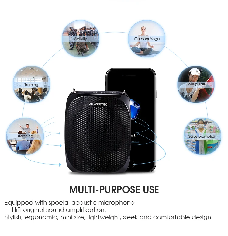 Zoweetek Portable Rechargeable Mini Voice Amplifier With Wired