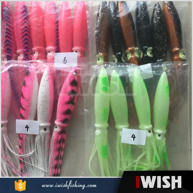 Squid Daisy Chain Offshore Trolling Lure Tuna 6 in zucchini w 9/" pink stinger