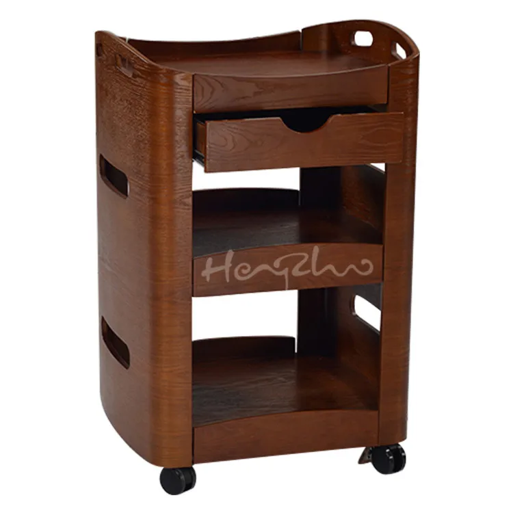 Luxury Design Nail Storage Cart Wooden Beauty Facial Spa Trolley With
