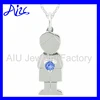 Little Boy Birthstone Pendant In Silver (1 Stone)