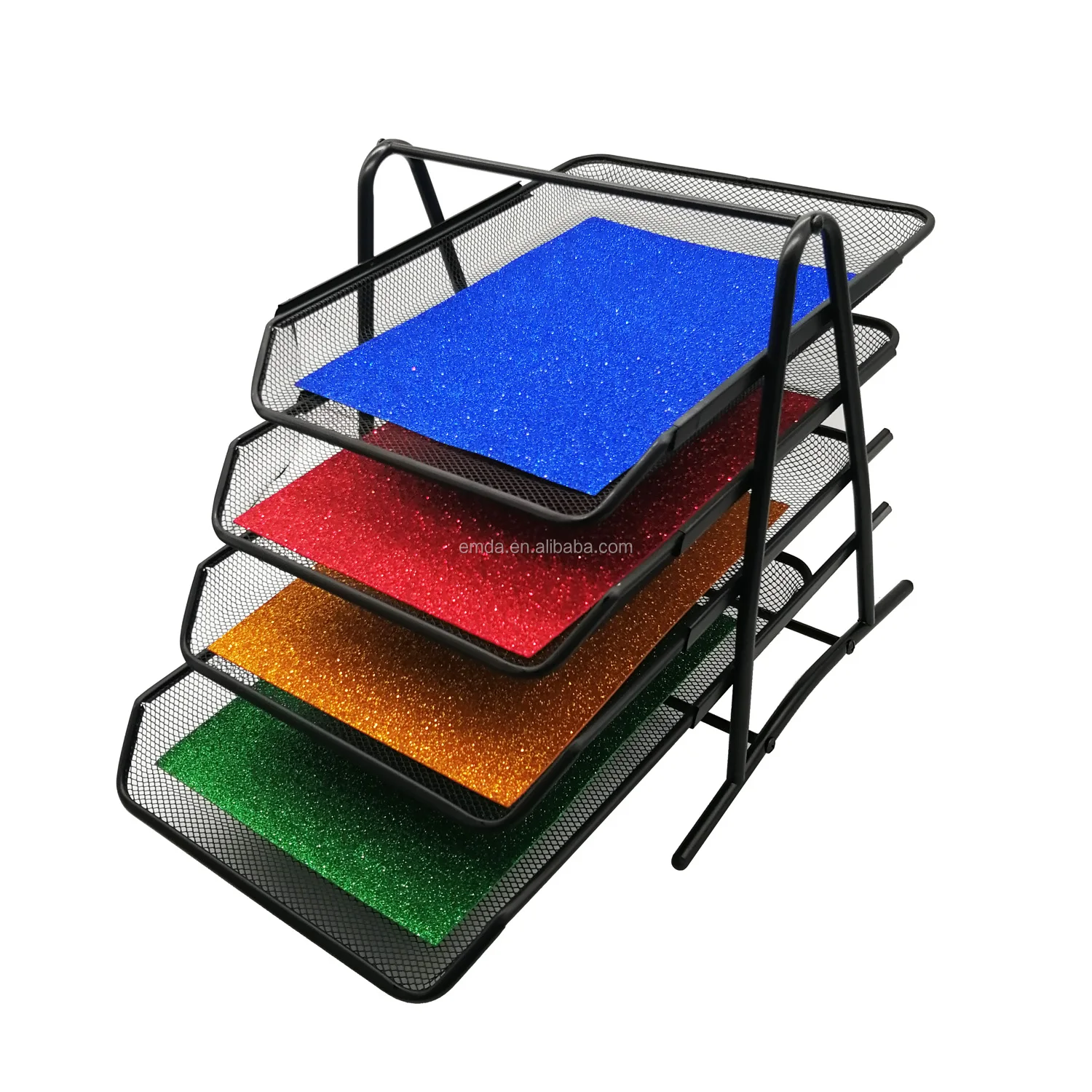 Quality Office Home Desktop Metal Wire Mesh Black Foldable 4 Tiers