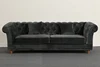 French Cottage Style Antique Tufted Black Velvet Chesterfield Sofa