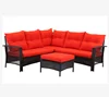 Hottest Red Cushion Rattan Material Steel Frame Garden Sectional Sofa Set