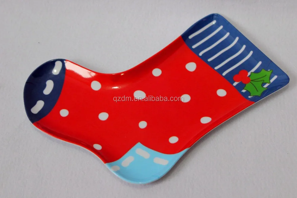 Boot Shape Melamine Christmas Plate 2016 Xmas Shoe Plate Cheap