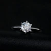 customized six claw prong setting 14K 18k white gold moissanite engagement rings 1 carat D color moissanite wedding rings