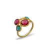 Colorful Stones Gold Plating Crystal Cluster Rings, Fashionable Women 925 Sterling Silver Ring