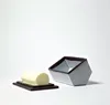 Novelty kitchen used rectangle black and grey porcelain ceramic butter dish with lid
