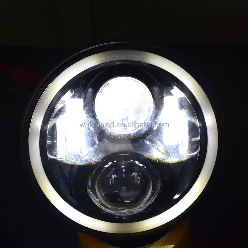 7Inch LED Headlamps Halo Amber Turn Signal Kit For Jeep Wrangler JK Lada Niva 4x4 Motorcycle 7" DRL Headlight