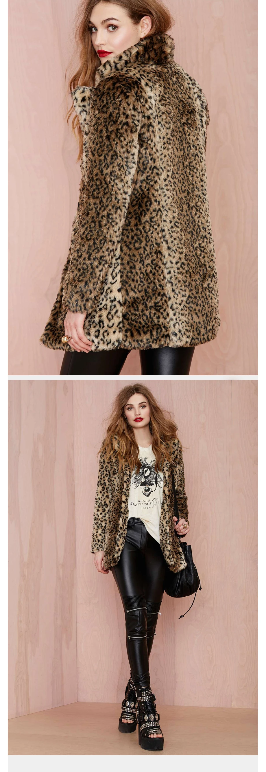 Winter Women Coat Fur Coat Domineering Feral Faux Fur Leopard Coats Fashion Warm Outwear Casaco De Pele