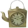 Gold Old Style Metal Teapot Rustic Roman Number Wall Clock
