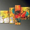 Home decor hotel wall art handmade four panel waterproof abstract oil painting on canvas