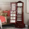 Cherry Jewelry Armoire Cheval Mirror Jewelry armoire and full-length tilting mirror combined