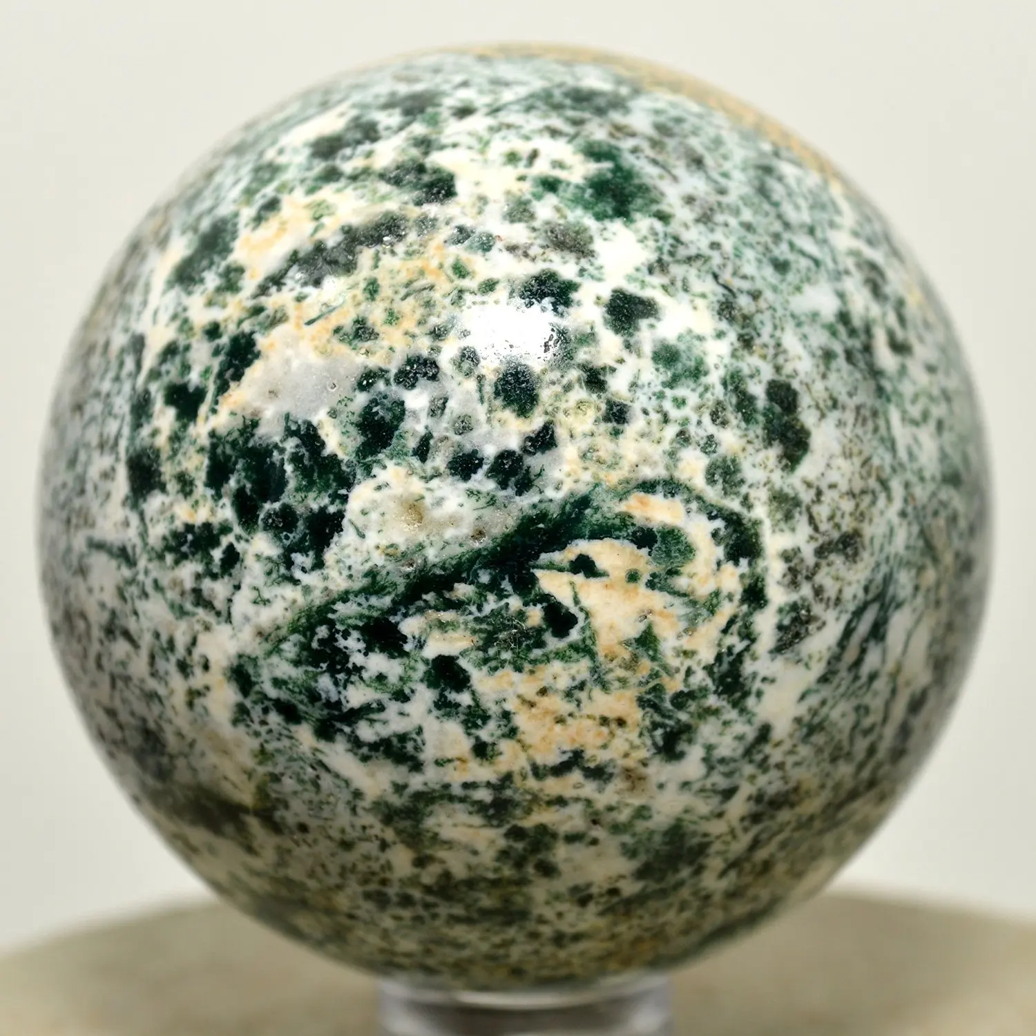 Buy 2" Green Moss Agate Sphere White Natural Crystal Polished Decor