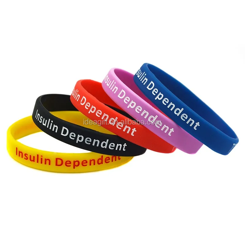 1pc Medical Alert Type 1 Diabetes Insulin Dependent Silicone Wristband