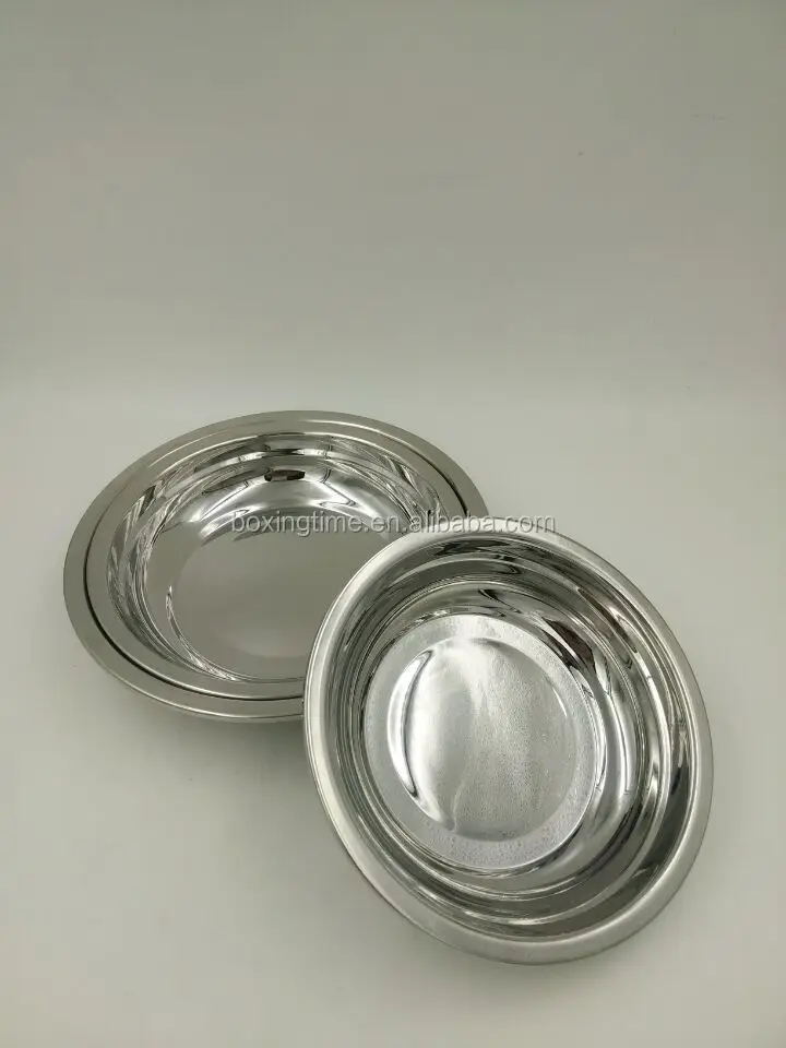 Thicken Korean Style Stainless Steel Round Plate & Food
