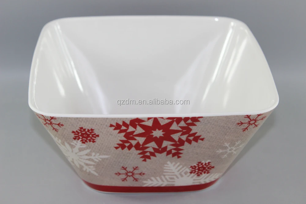 Square Shape Melamine Mixing Bowl With 2 Side Printing