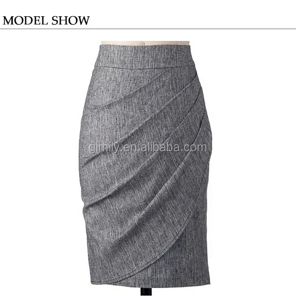 Ladies Cotton Pleated Midi Formal Office Midi Skirt - Buy Ladies Office