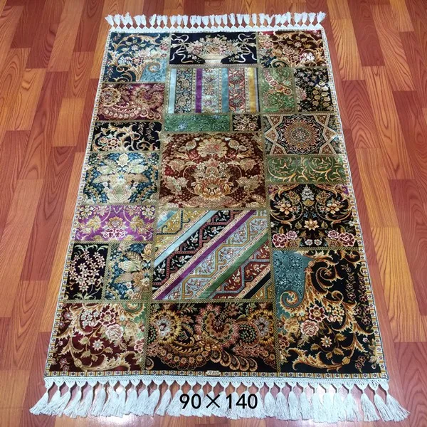 1.7*2.3ft Chinese Handmade Silk Turkish Prayer Mat Muslim Hand Knotted