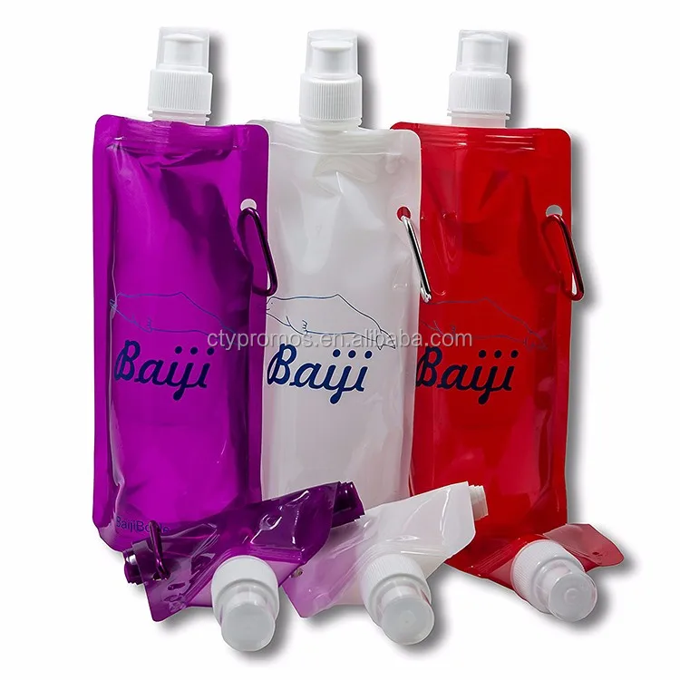 Bpa Free Reusable Collapsible Sports Water Drink Pouch Water Bottle Bag