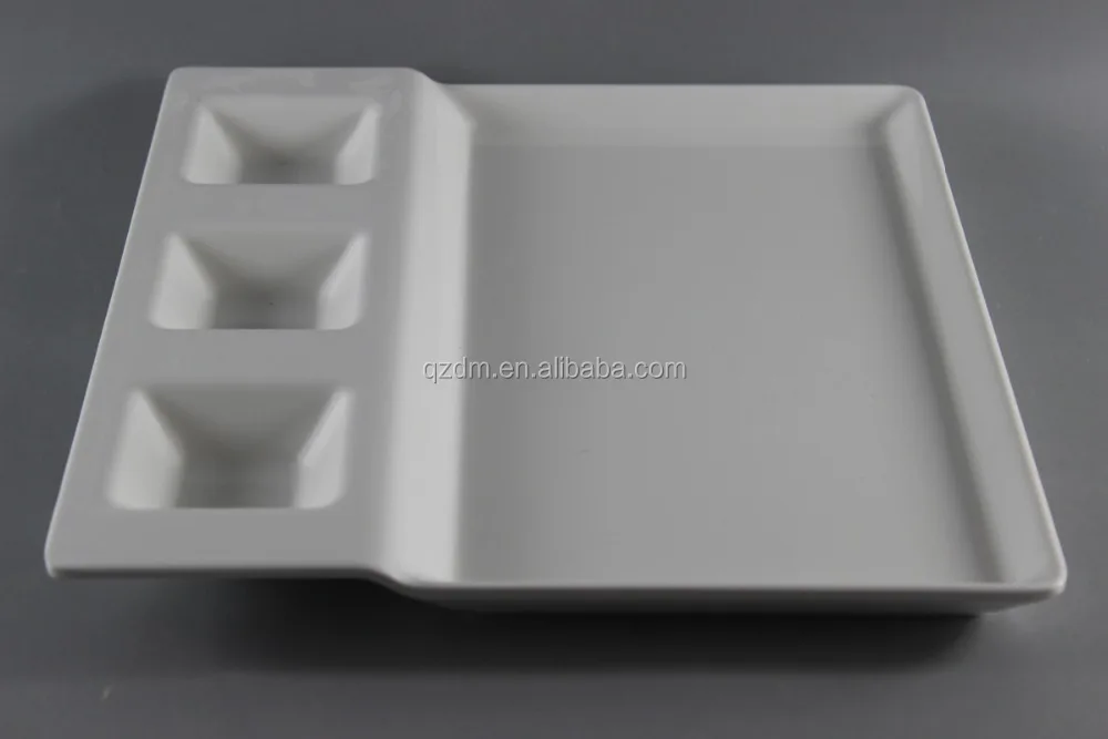 Food Grade Melamine Snack Tray,White 4 Section Snack Plate