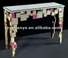 Design fuchsia and silver mirrored long console table, mirrored tables, mirrored furnture wholesaler