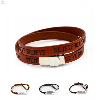 Personalized Logo Printed Engravable Leather Bracelet Custom Personalized Logo Printed Engravable Leather Bracelet Custom Make Laser Id