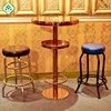 Wholesale round glass top stainless steel high bar table Factory direct sale metal led cocktail table for event party