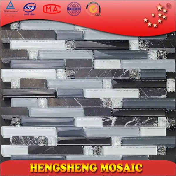 Chinese zwarte witte natuursteen mix strook lineaire kristalglas ...