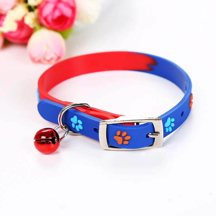 Super Soft Silicone Dog Cat Collar With Bells Adjustable Elastic