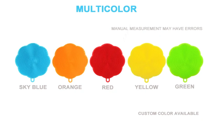 2019 New Design Silicone Kitchen Dish Wash Sponge Brush Dish Scrubber Sponge