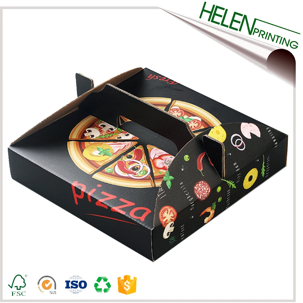 Popular Full Color Printed Corrugated Custom Black Pizza Box Buy