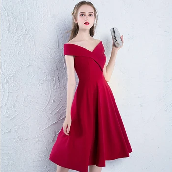 Burgundy Off Shoulder Satin Short Bridesmaid Dresses Burgundy Off Shoulder Satin Short Bridesmaid Dresses