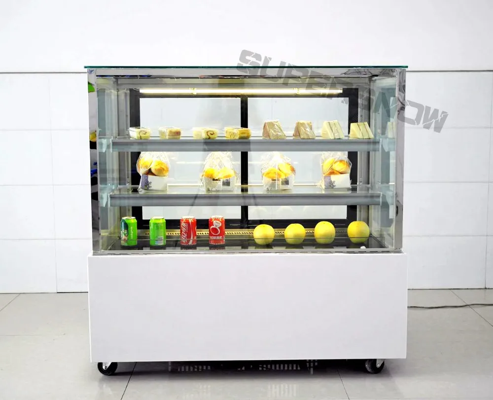 Supermarket Display Corolla Sweet Cake Showcase With Back Glass Door