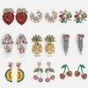 Kaimei 2019 Fruit Flower Earrings for Women Colorful Crystal Drop Earrings Girls Statement Earrings Wedding Party Jewelry G