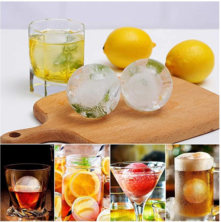 BPA Free 7.5cm Large Custom logo Round Ice Cream Cube Maker Silicone Mold Ice Ball for Whisky