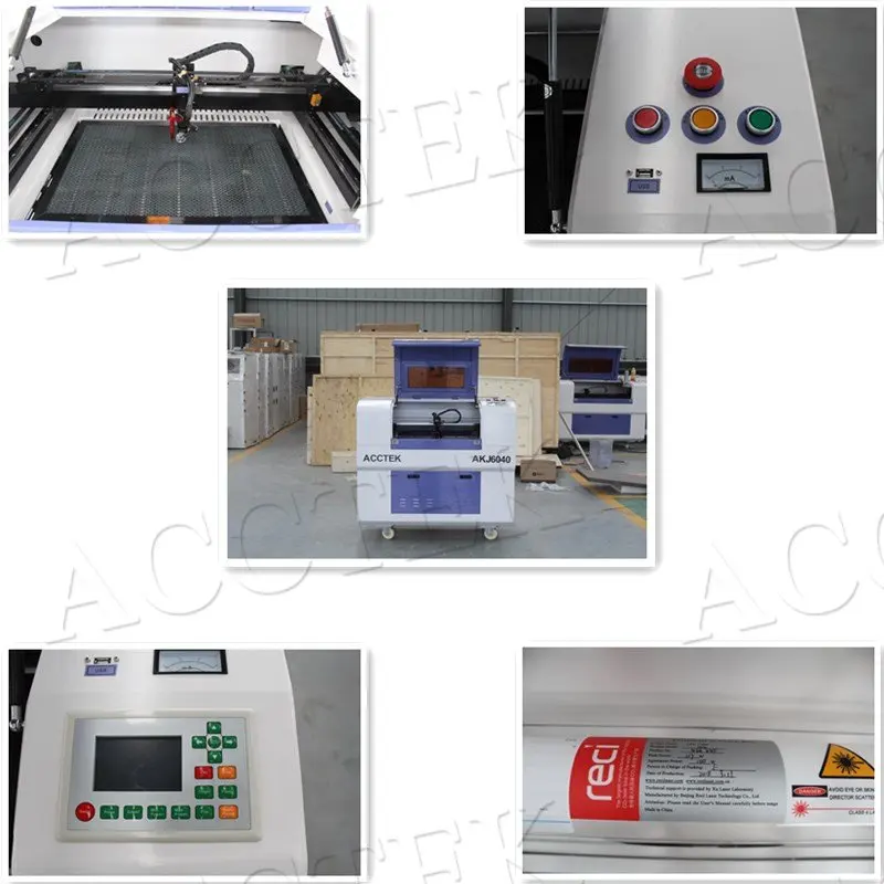 Laser 90w wood acrylic cloth co2 laser cutting machine AKJ6040 of nonmeal making