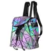 Wholesale large capacity Luminous geometric backpack for women leather waterproof school bag new 2018