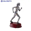 Promotion cheap silver female track and field statue resin running trophy