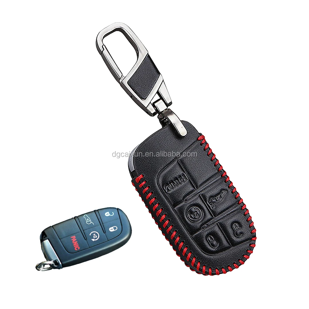 Étui de clé de voiture avec porte-clés de voiture Housse de coque Fob pour  Dodge Ram 1500 Chargeur de voyage Dart Challenger Chrysler Key Case porte- clés