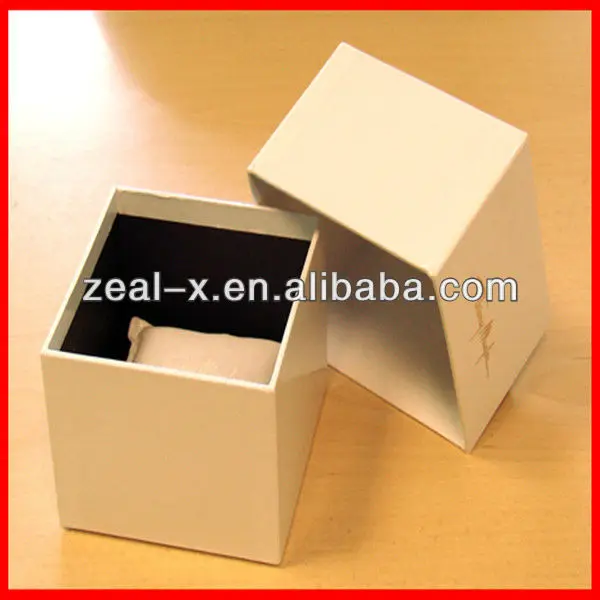 Cube Shape Luxury White Watch Boxes WIth Pillow Cushion Inside
