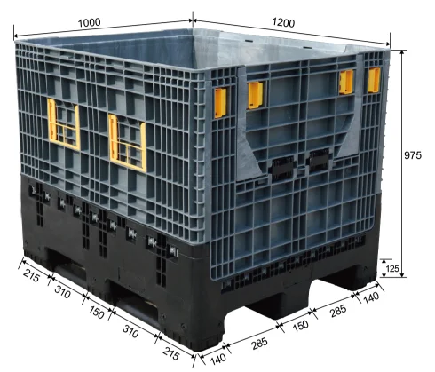 Plastic solid pallet box heavy duty industrial plastic container