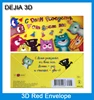 Promotional custom lucky red packaging 3d lenticular envelope