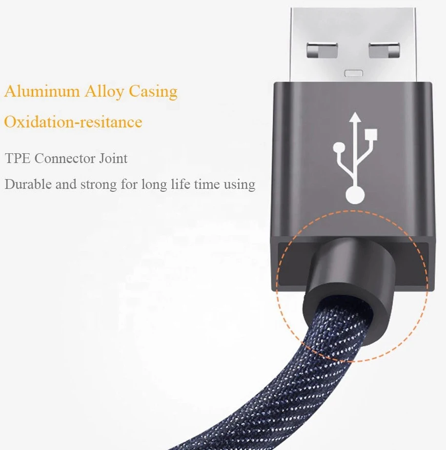High Quality Universal Cell Phone Cable 5V 2A 1M Braided Micro USB Charging Cable , USB Charging Cable - ANKUX.COM