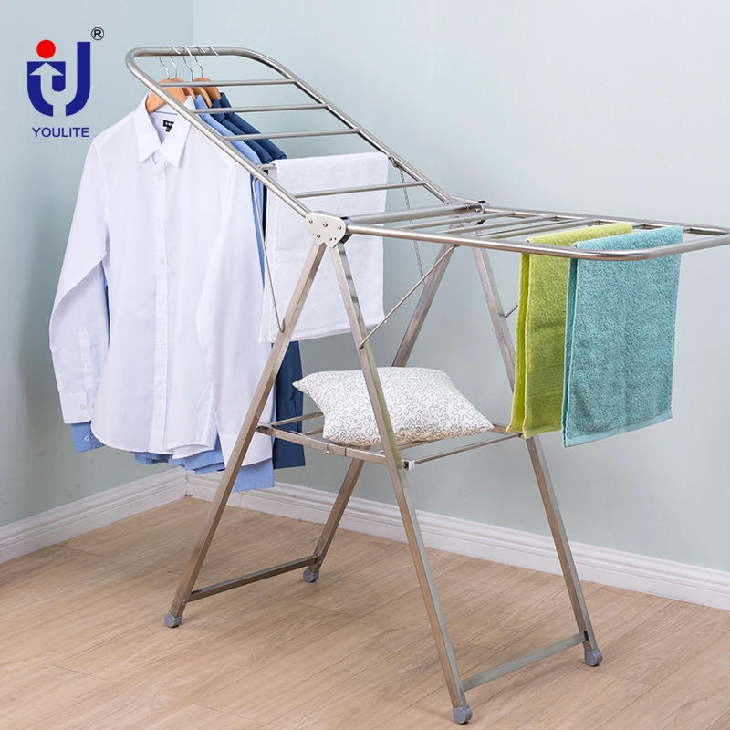 Folding Stand For Drying Covered Hanging Double Pole Telescopic Clothes ...