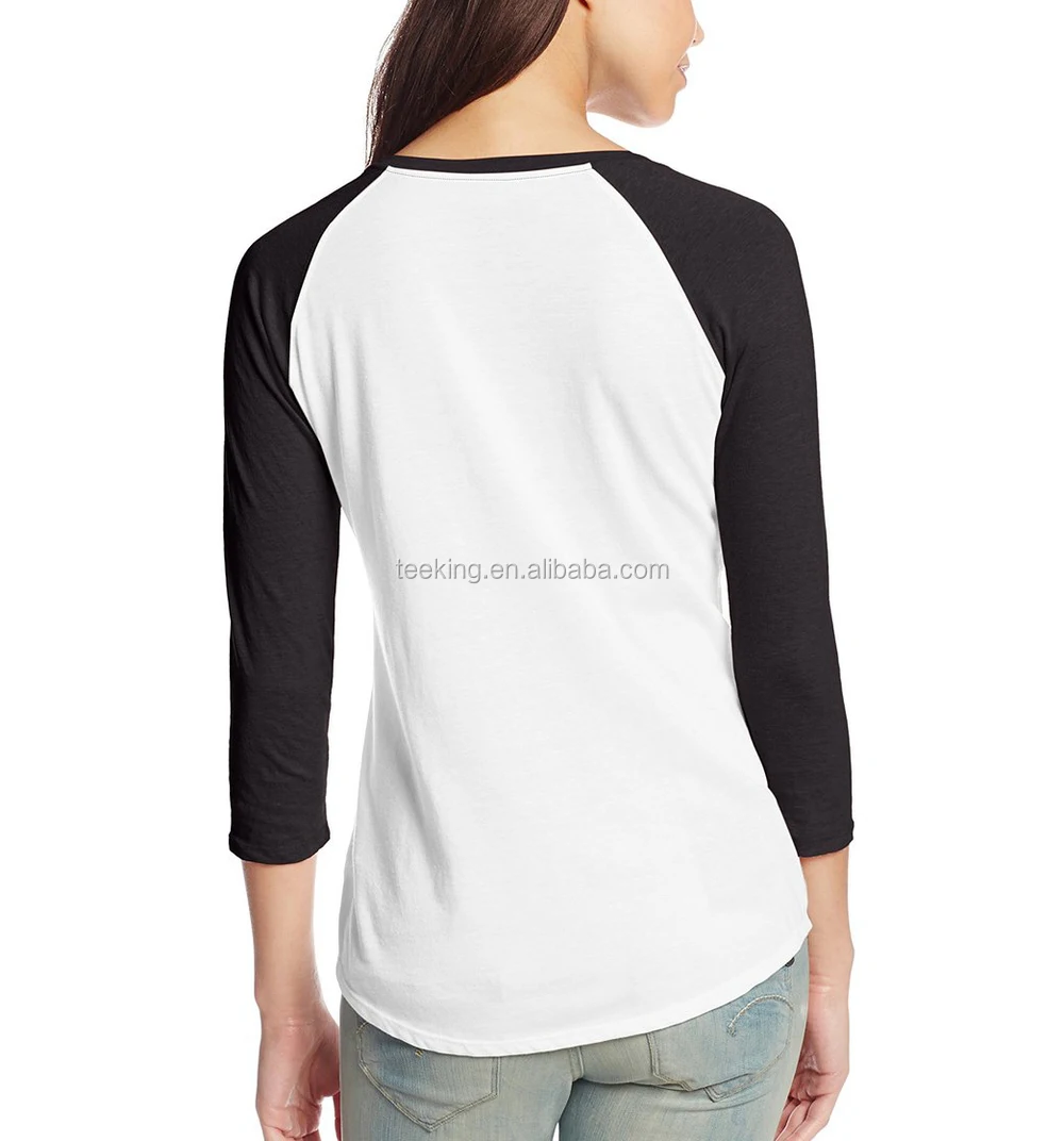 Customized plain raglan baseball t shirt women, View Womens Raglan T