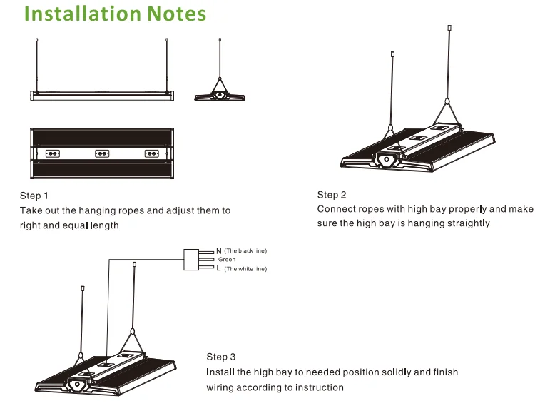 installation step for LED Linear High Bay Light