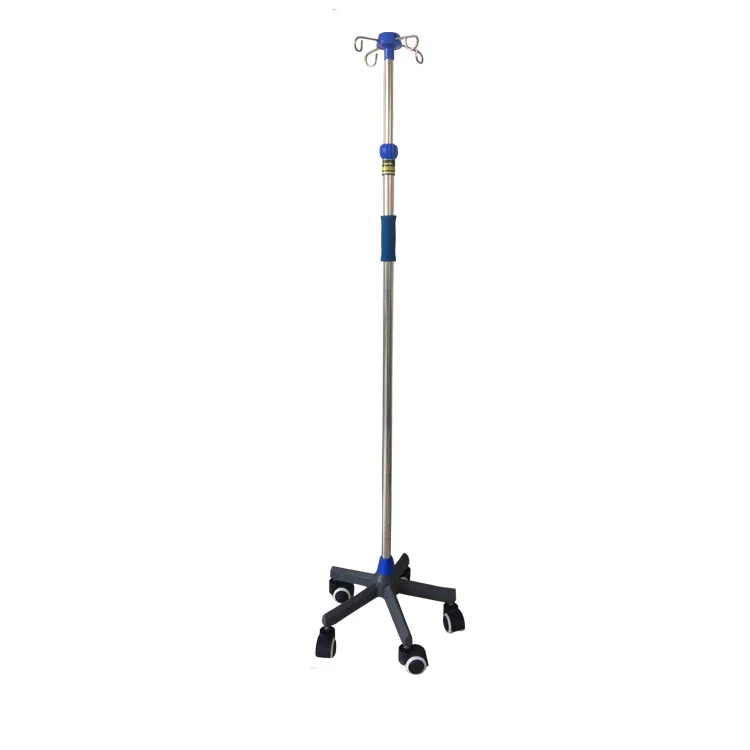 
Cheap price hospital adjusted height medical 2 hooks iv pole infusion drip stand 