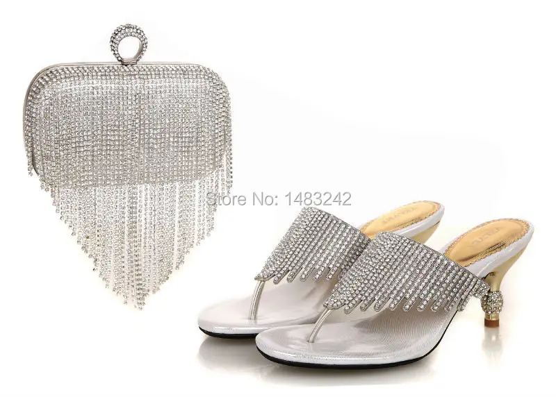 silver shoes and bag