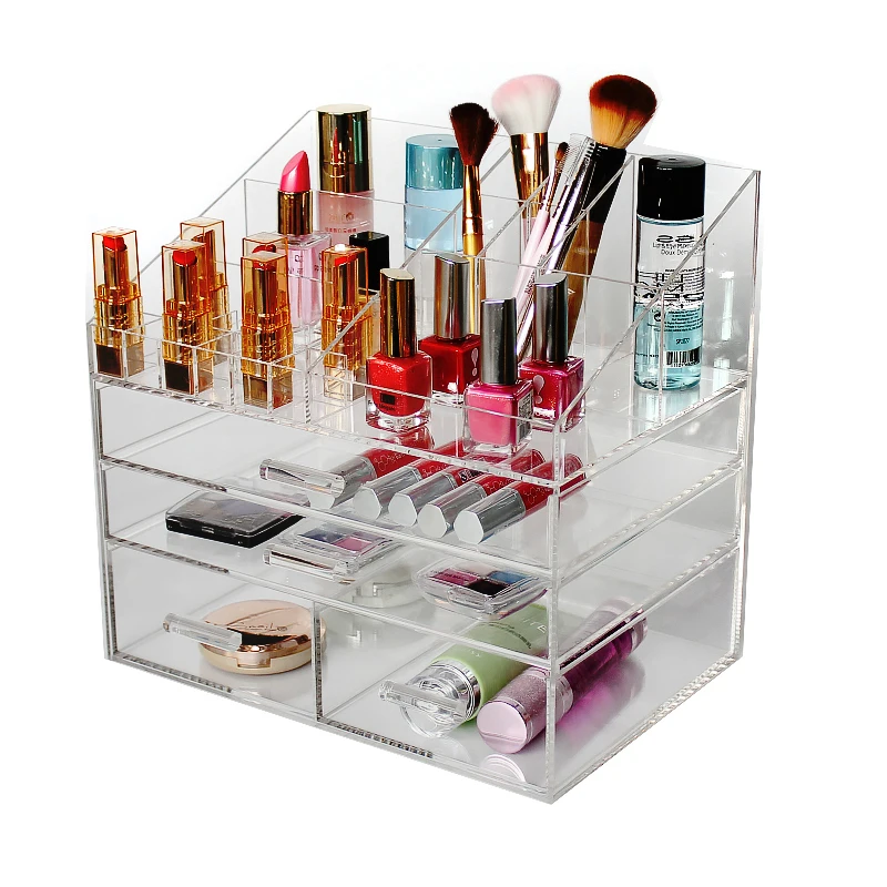 Cheap Beauty 4 Drawers Clear Acrylic Makeup Storage Organiser With Top ...