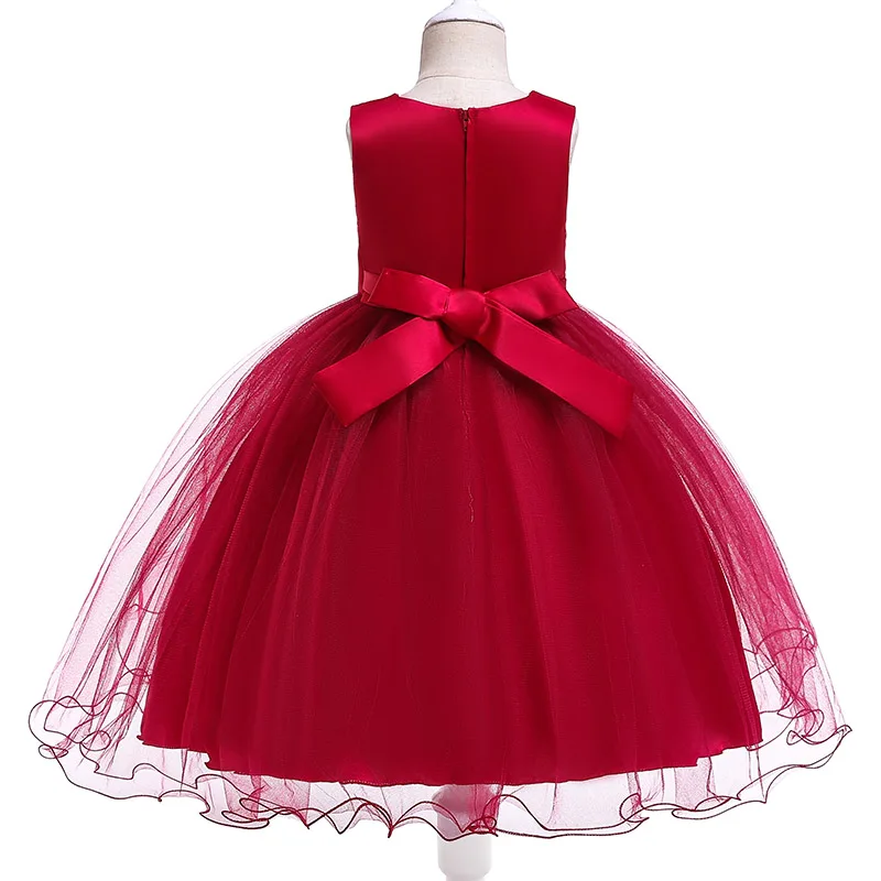 Hot Girl Flower Rose Birthday Elegant Princess Evening Dress For 2-10 ...